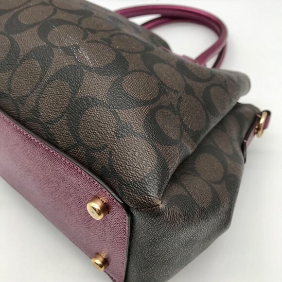 Coach Brown And Purple Monogram Convertible Satchel Bag F73292 - Picture 6 of 11